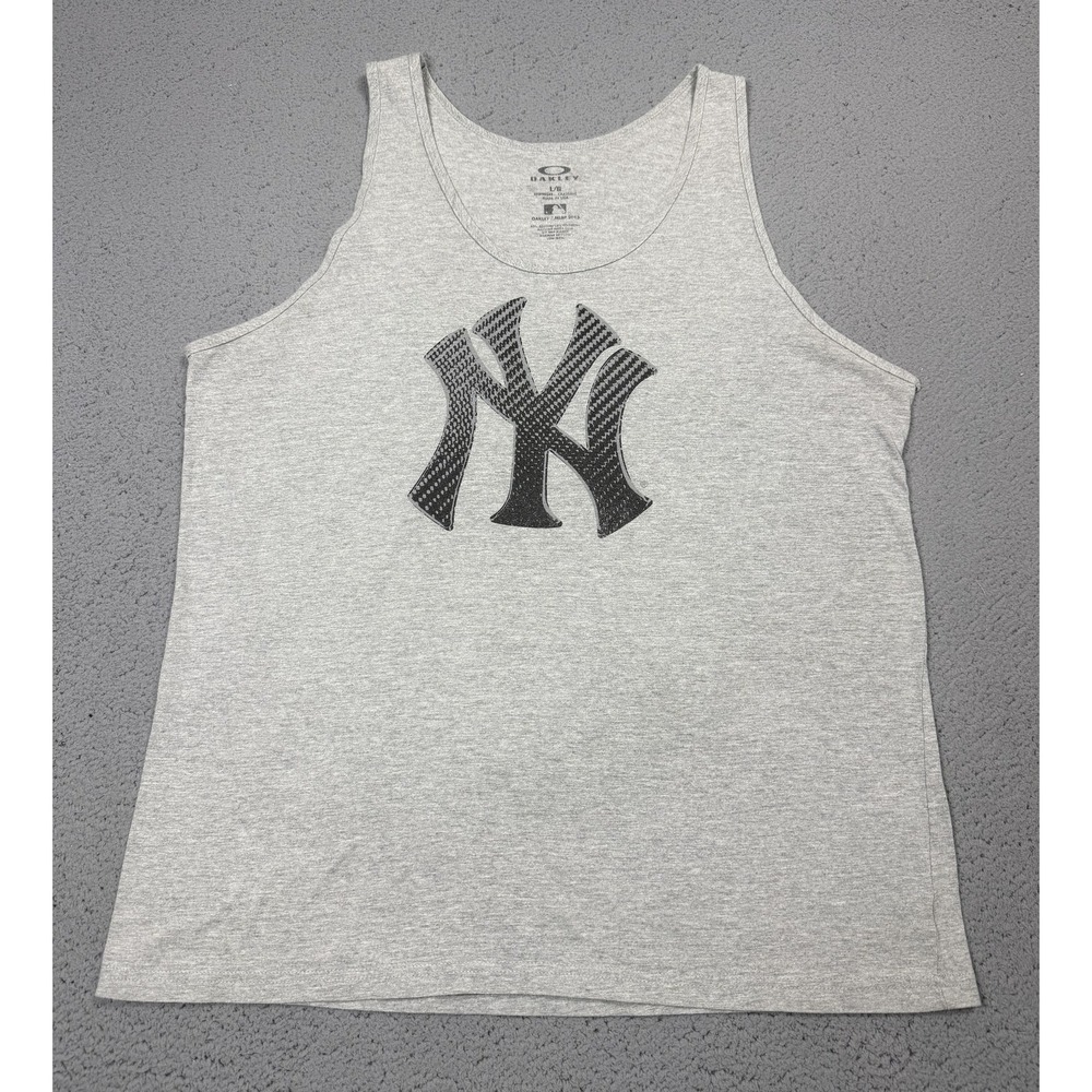 Oakley New York Yankees Tank Mens Large Shirt Gray MLB Baseball Top Graphic